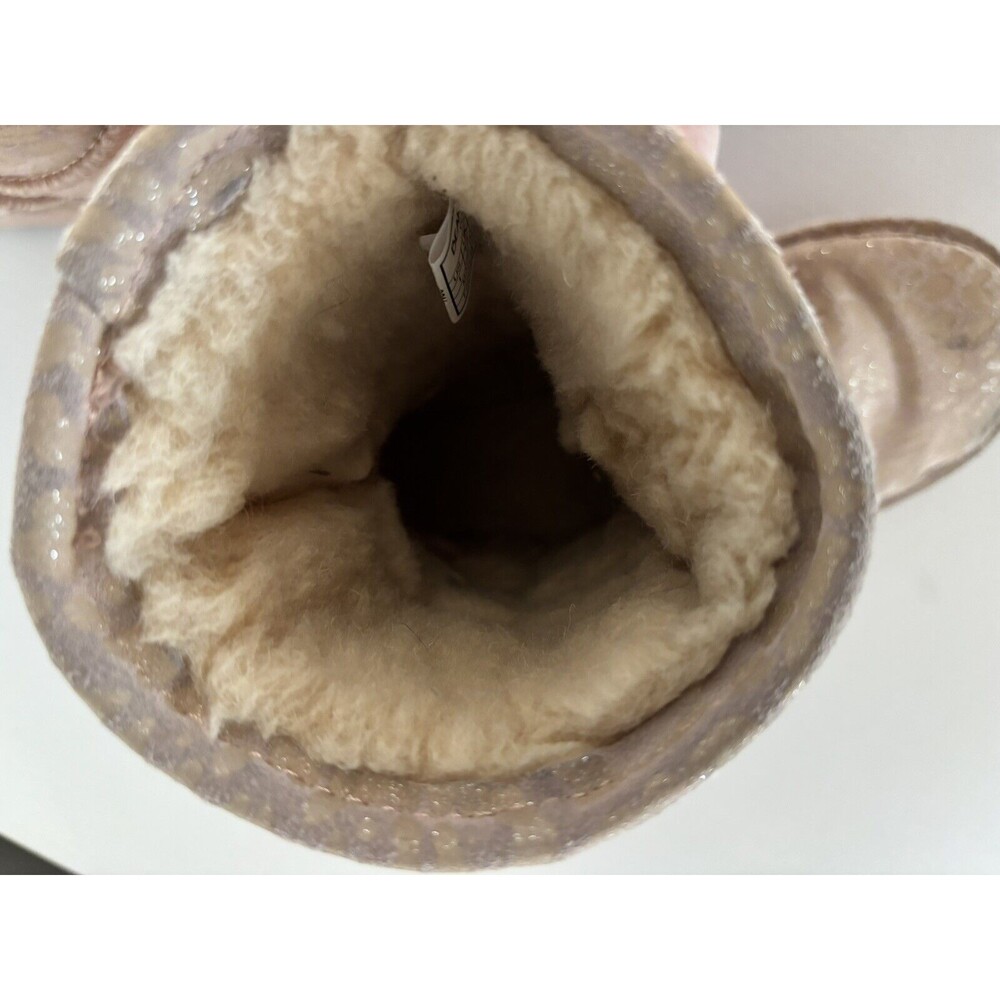 BEARPAW Boots Size 1 Youth Girls Pink Leopard Sherpa Lined Boots Kids - Picture 9 of 9